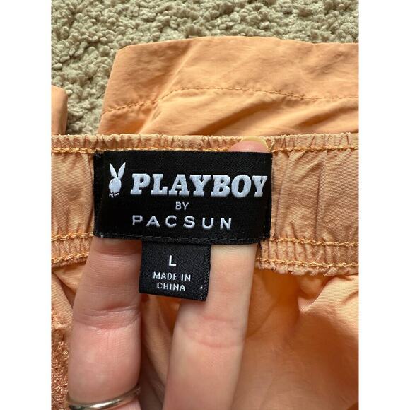 PacSun x Playboy Drawstring Elastic Waist Swim Trunks Shorts Peach Orange Large - Picture 6 of 8